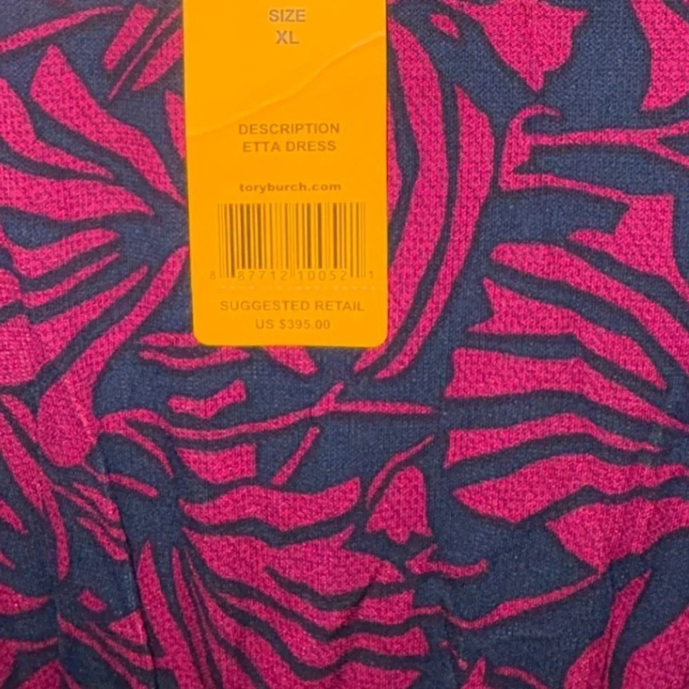 Tory Burch Etta‎ Dress in Navy and Pink sz XL NWT
